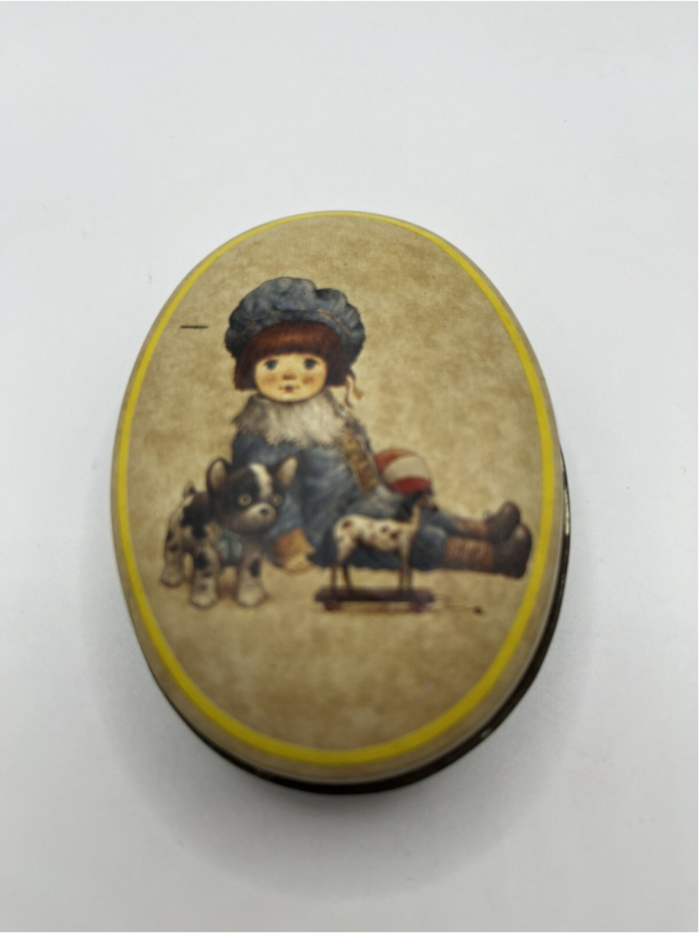 Vintage Enesco 70's TOY Theme w/Cute Little Girl Collectible TRINKET BOX RARE